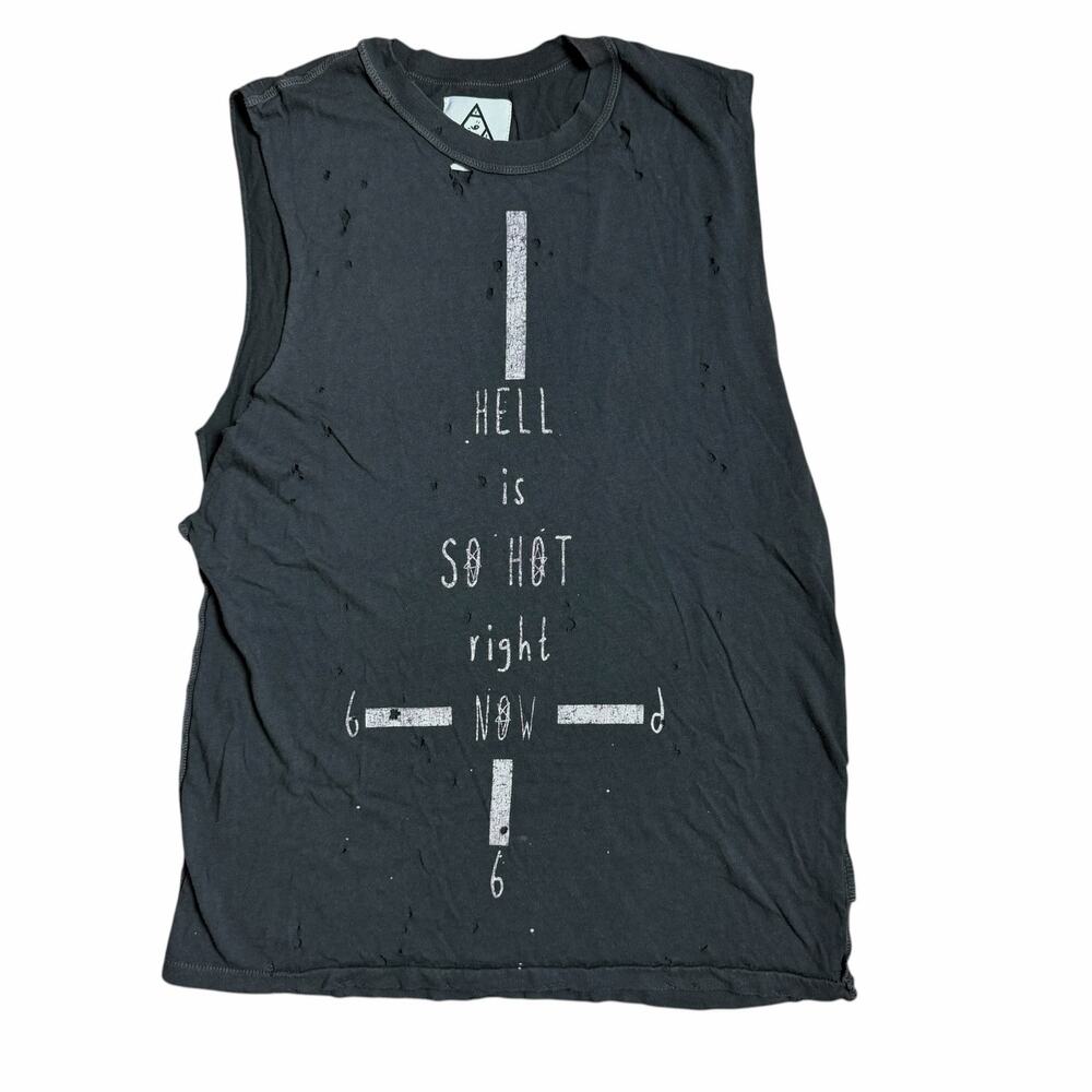 UNIF Hell Is So Hot Right Now Gray Distressed Tank Top Indie Sleeze 2010s XS